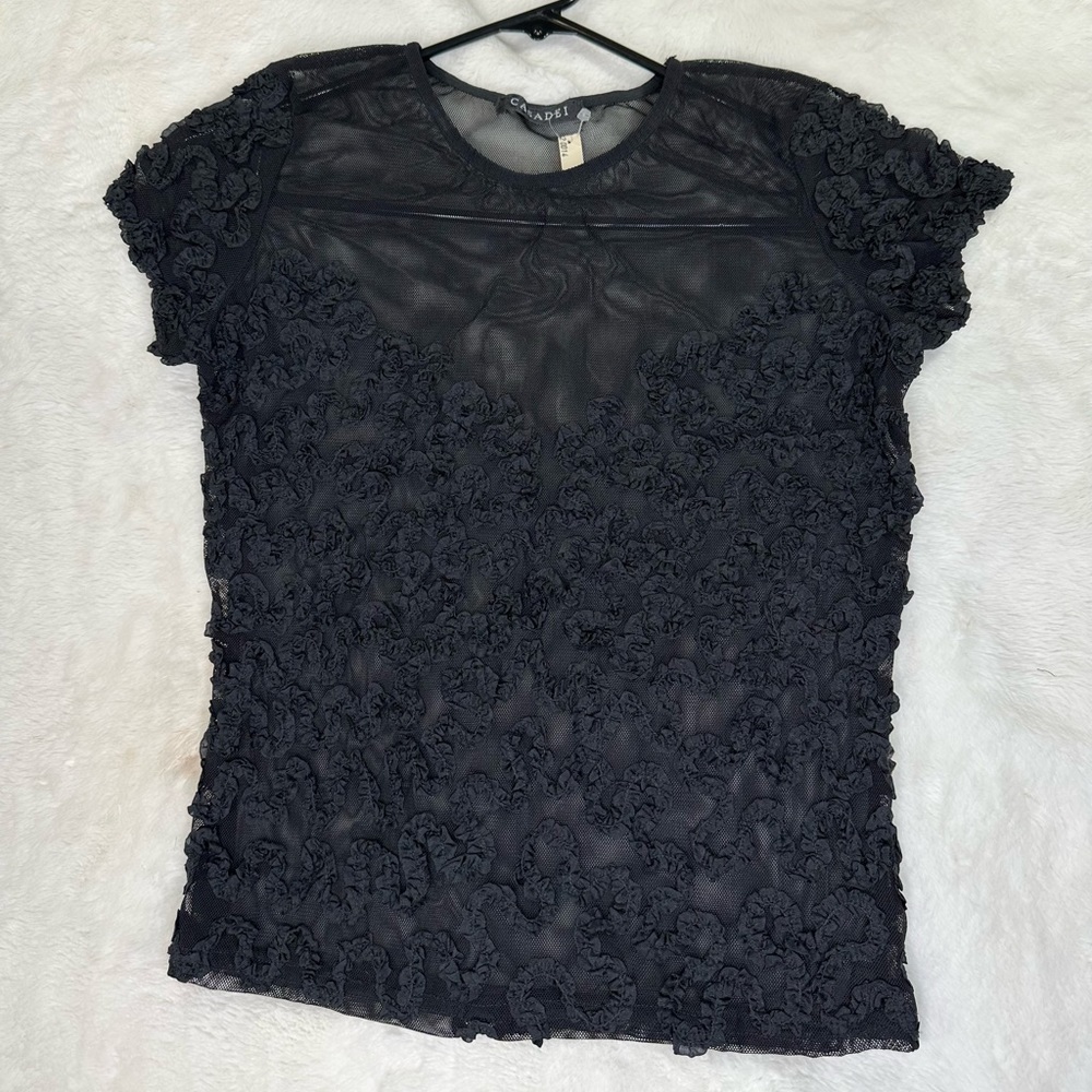Casadei Black Sheer Mesh Top